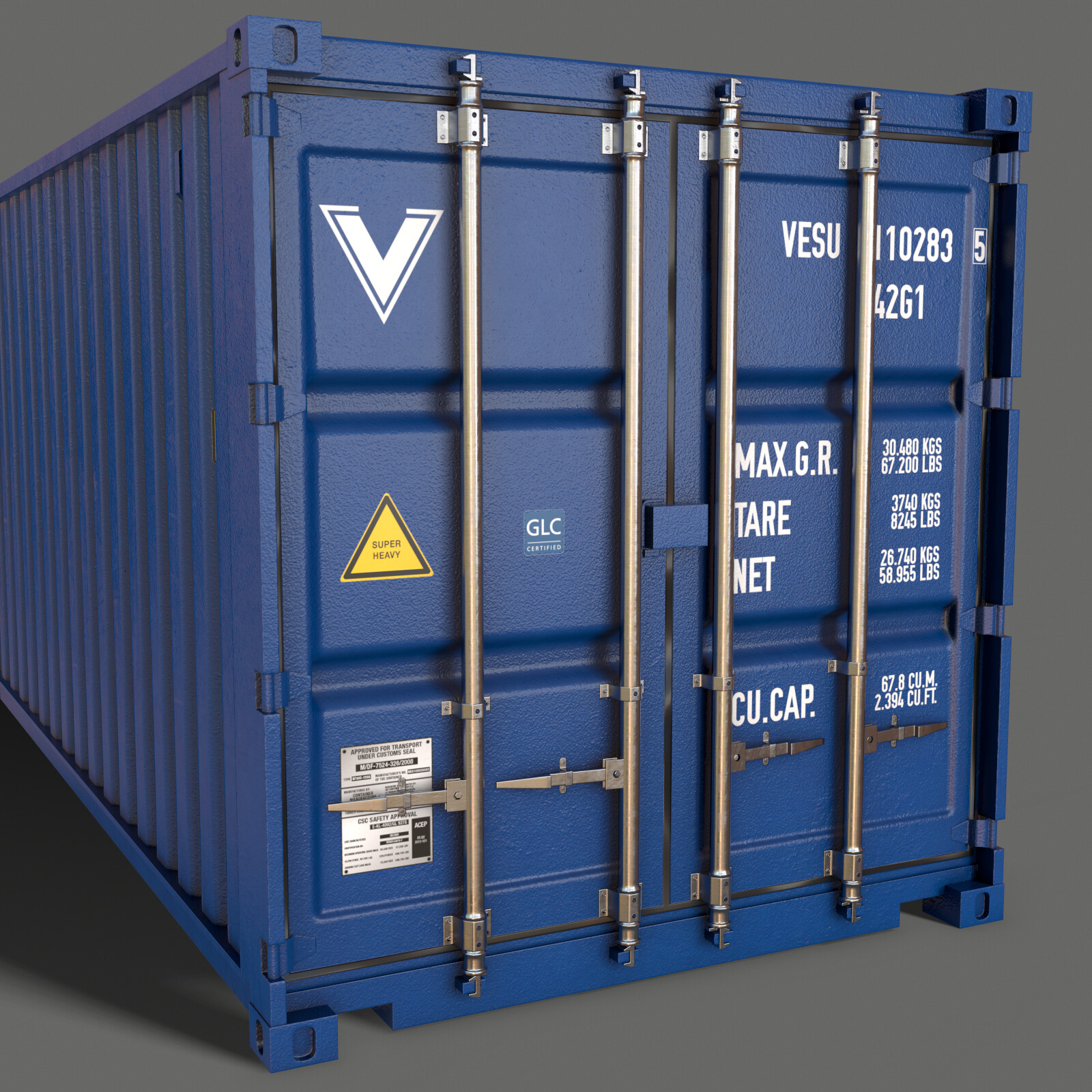 ArtStation - PBR 40 ft Shipping Cargo Container - Blue