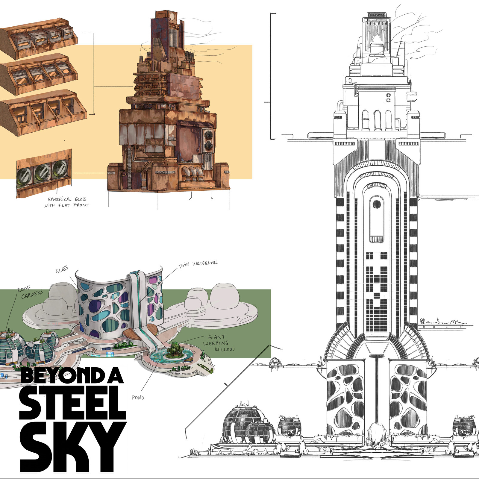 BEYOND A STEEL SKY: Union City Towers and paths_02