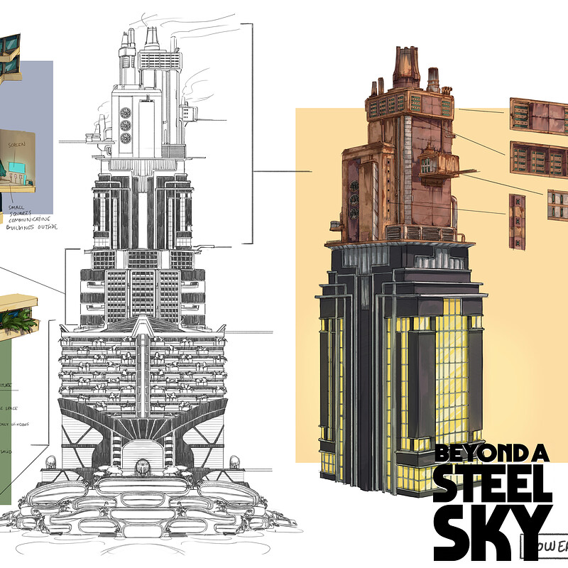 BEYOND A STEEL SKY: Union City Towers and paths_03
