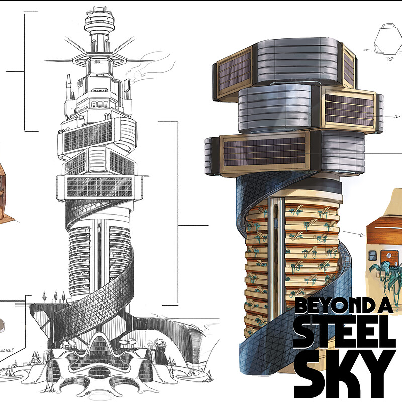 BEYOND A STEEL SKY: Union City Towers and paths_04