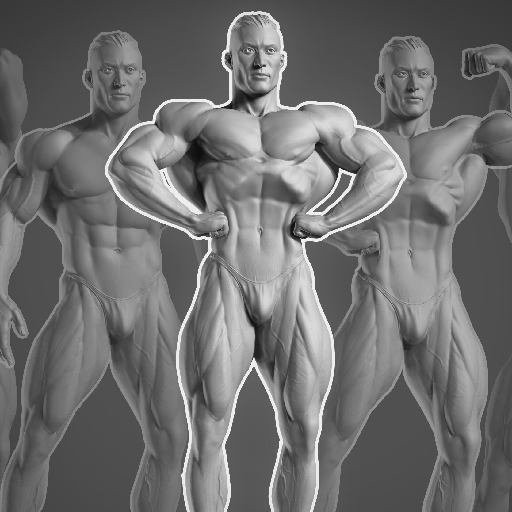 ArtStation - Chris Bumstead Blendshapes bodybuilder study