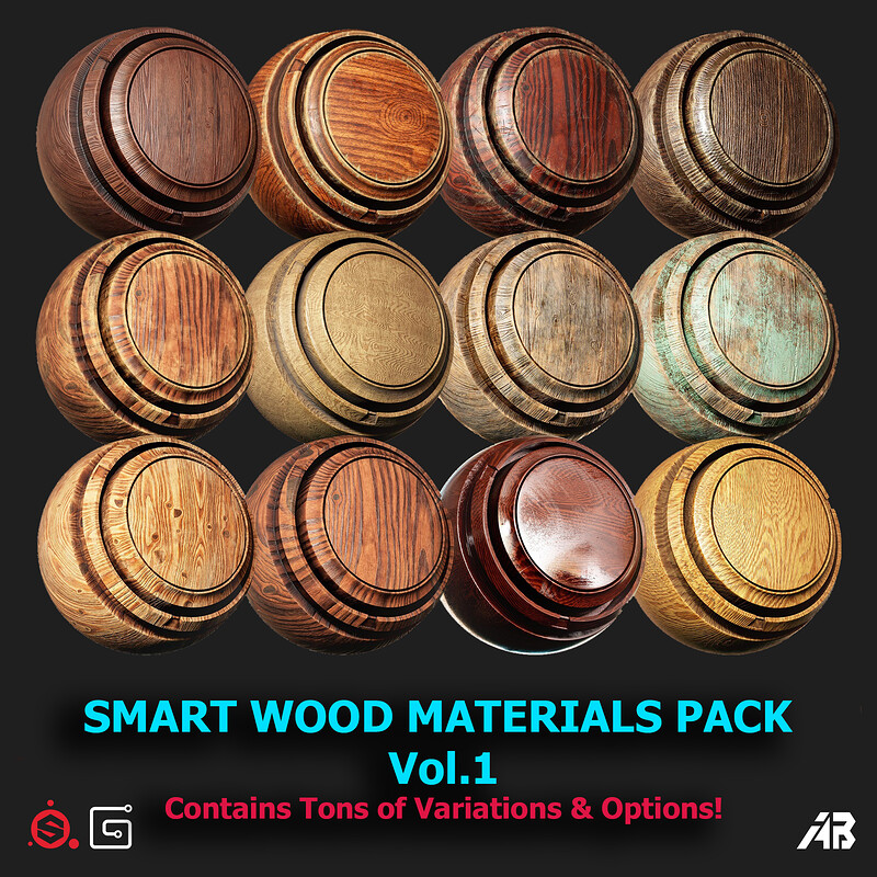 Smart Wood Materials Pack Vol.1 - Gifted Rooftiles Texture included
