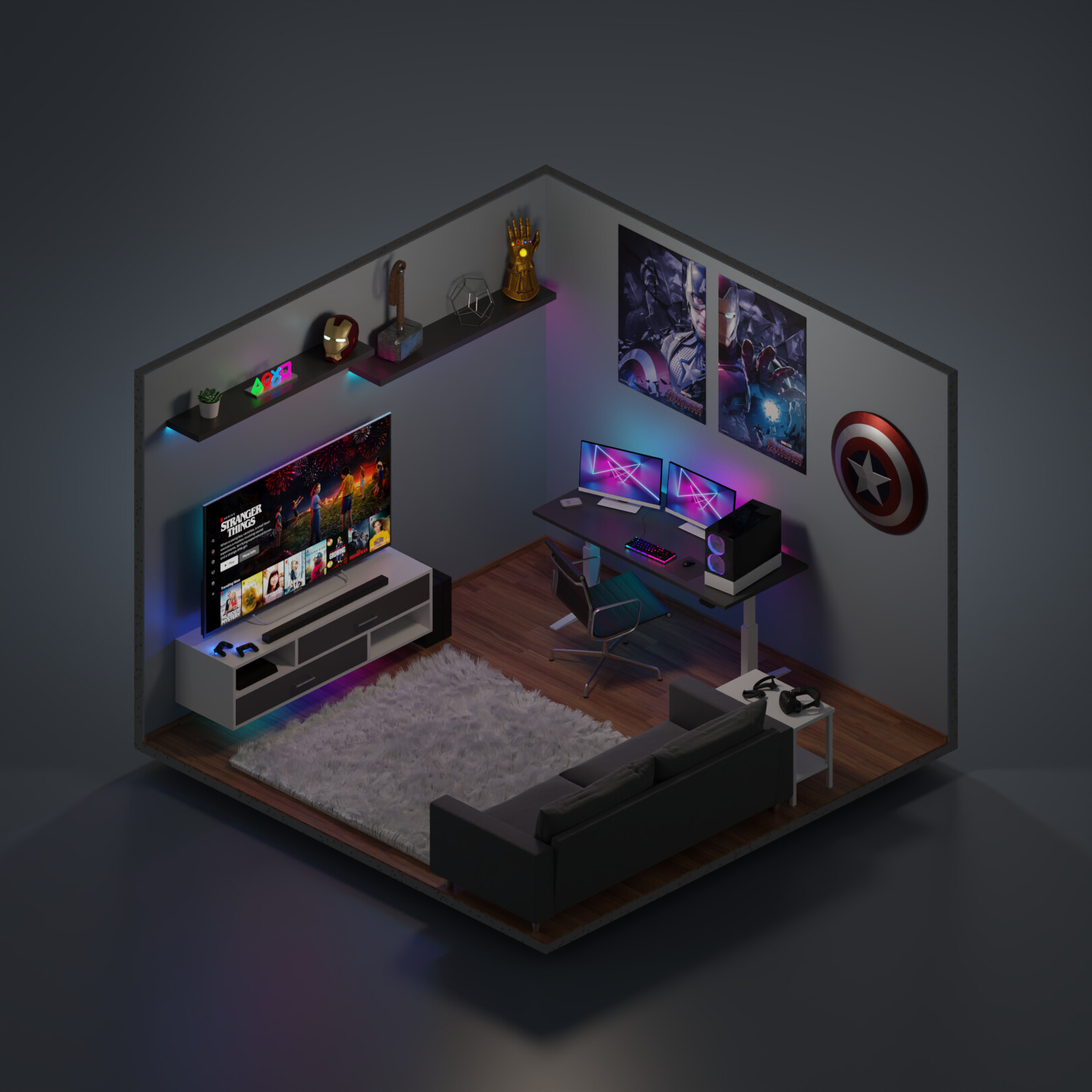 ArtStation - Gamer bedroom