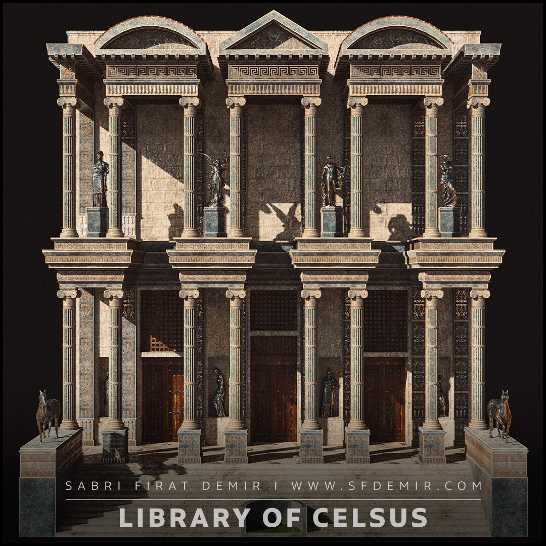 Library of Celsus Low Poly - PBR 3D Model