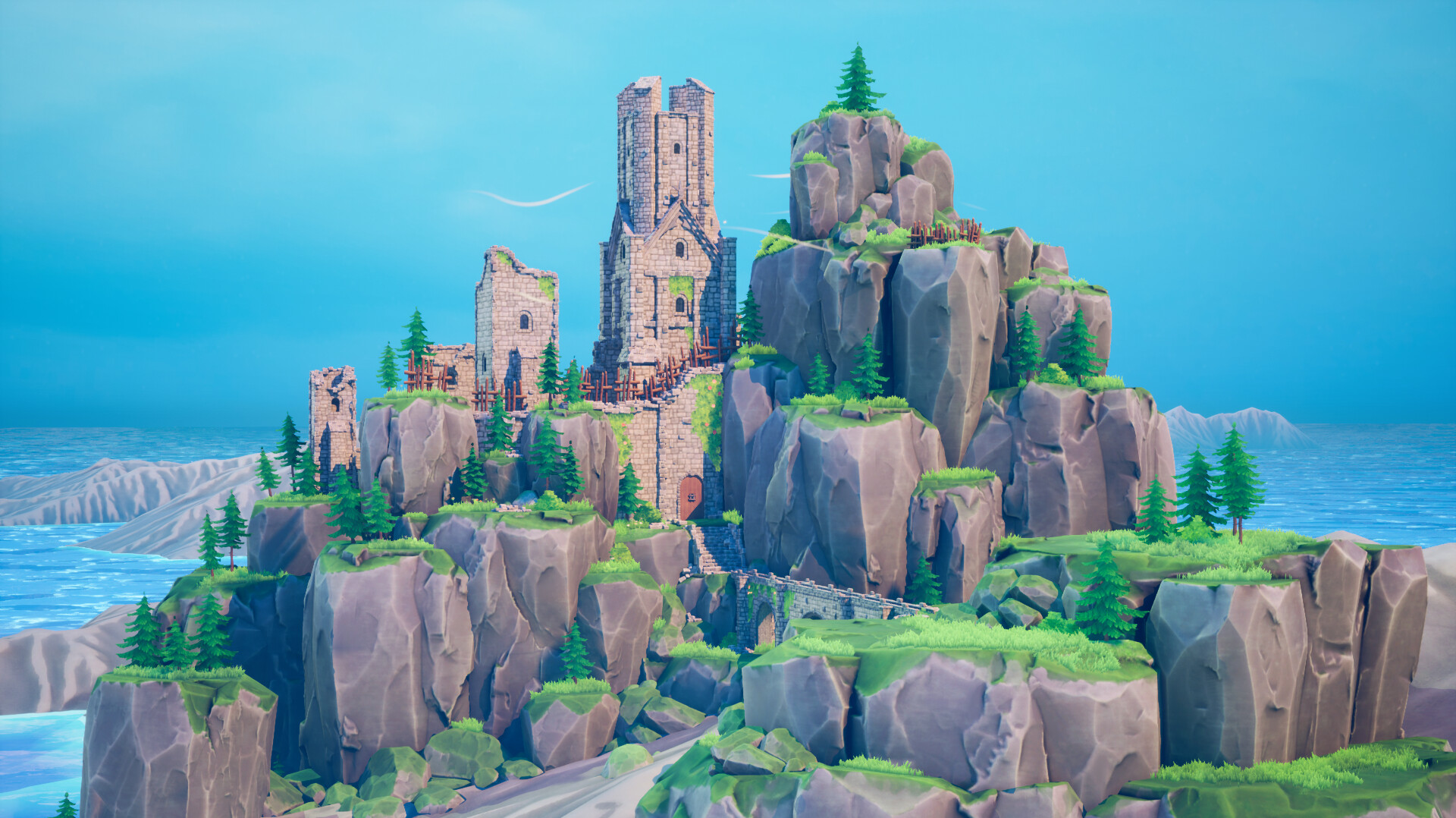 ArtStation - Castle In The Clouds - UE4 Stylized Environment & Technical Art