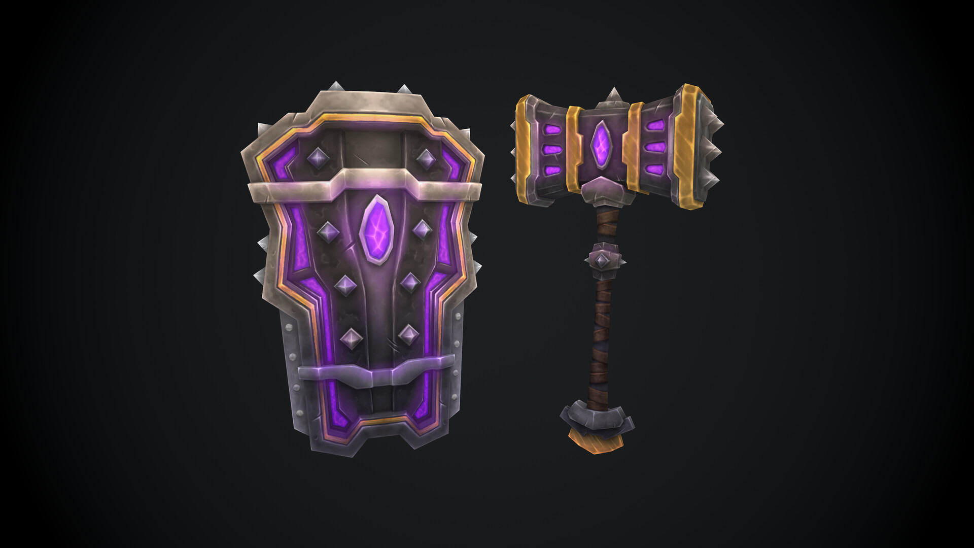 ArtStation Dark Shard Hammer and Shield