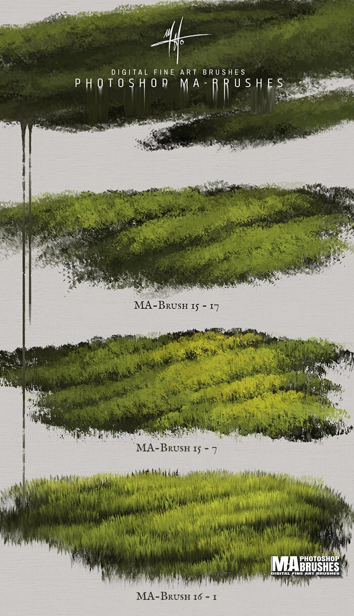 Photoshop Oil Brushes -Concept ART- Grass - Trees - Foliage