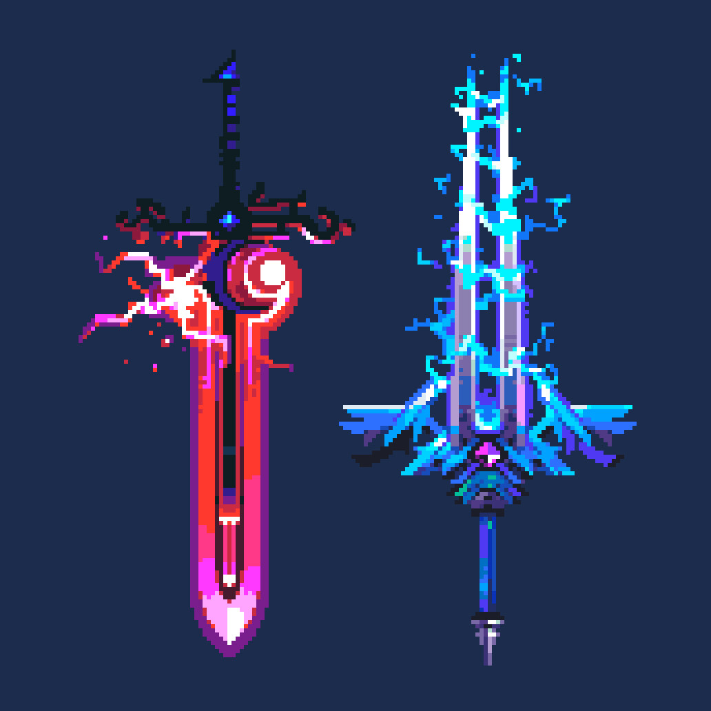 ArtStation - Lightning Swords - Pixel Art