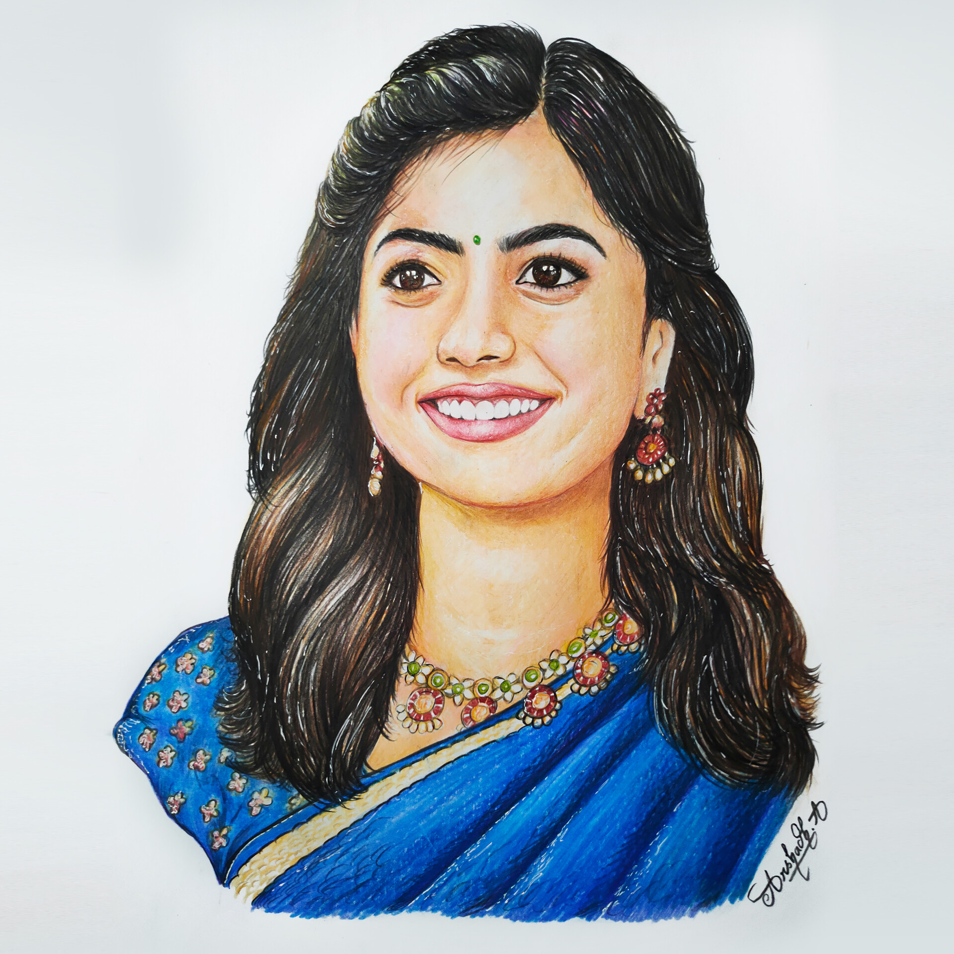 How to draw Rashmika Mandanna Step by Step Sketch tutorial - Part 2 /  Pencil Shading, Blending, Hair - YouTube