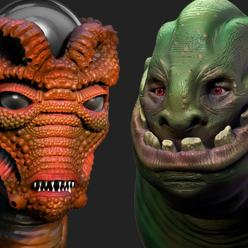 Heads: ogre & alien