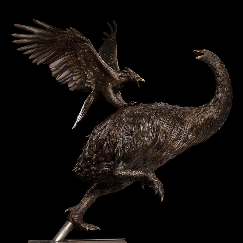 Haast Eagle vs Moa - Bronze Sculpture 