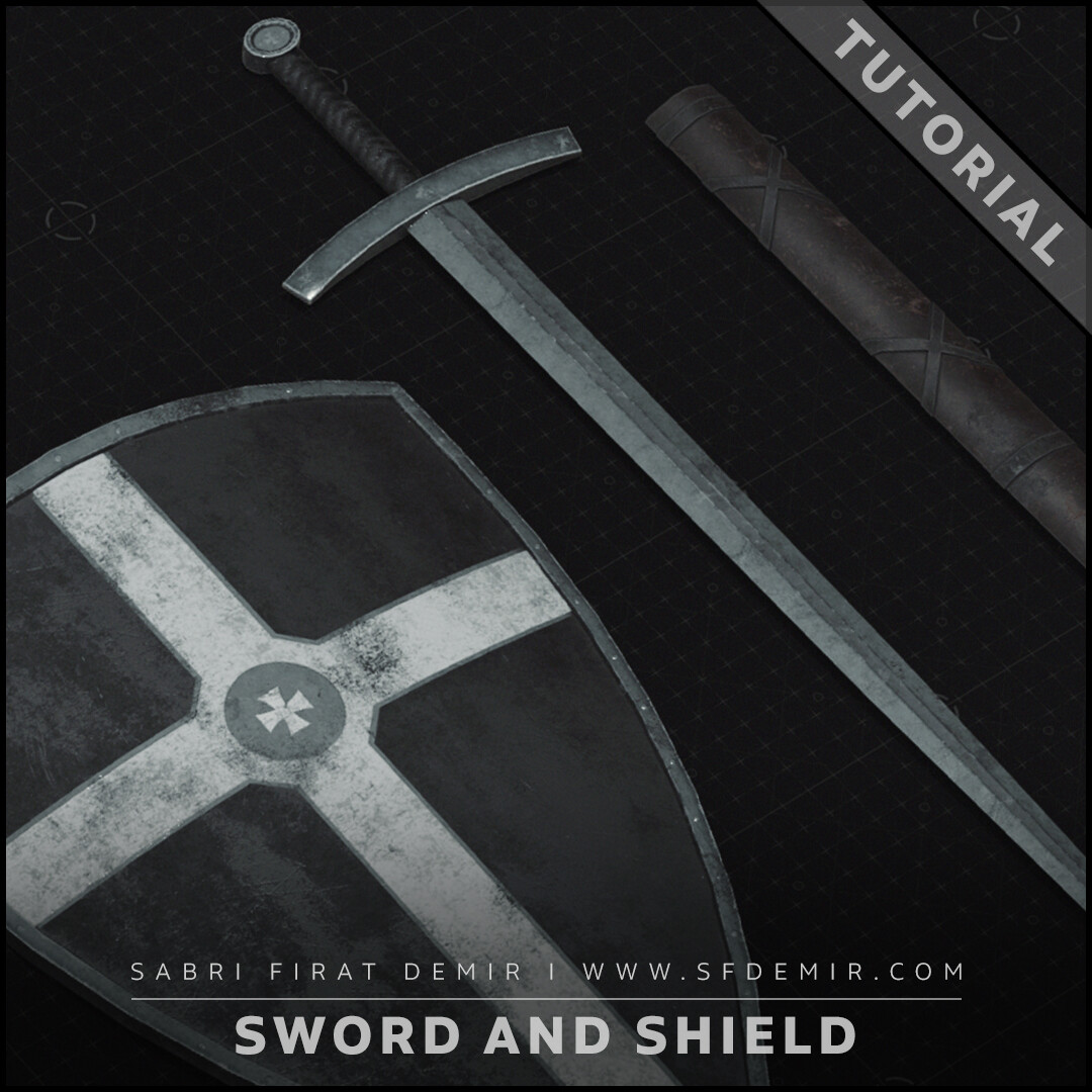 Medieval Sword And Shield 3D Model - Low Polygon - PBR