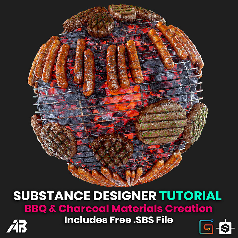 [Tutorial] BBQ & Charcoal Materials Creation + Free [.SBS] File Included