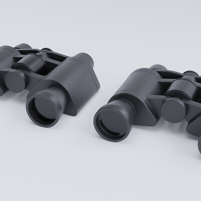 Binoculars High Poly and Low Poly 3D Models