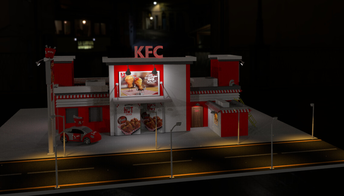 ArtStation - 3D KFC Modern Restaurant Drive Model