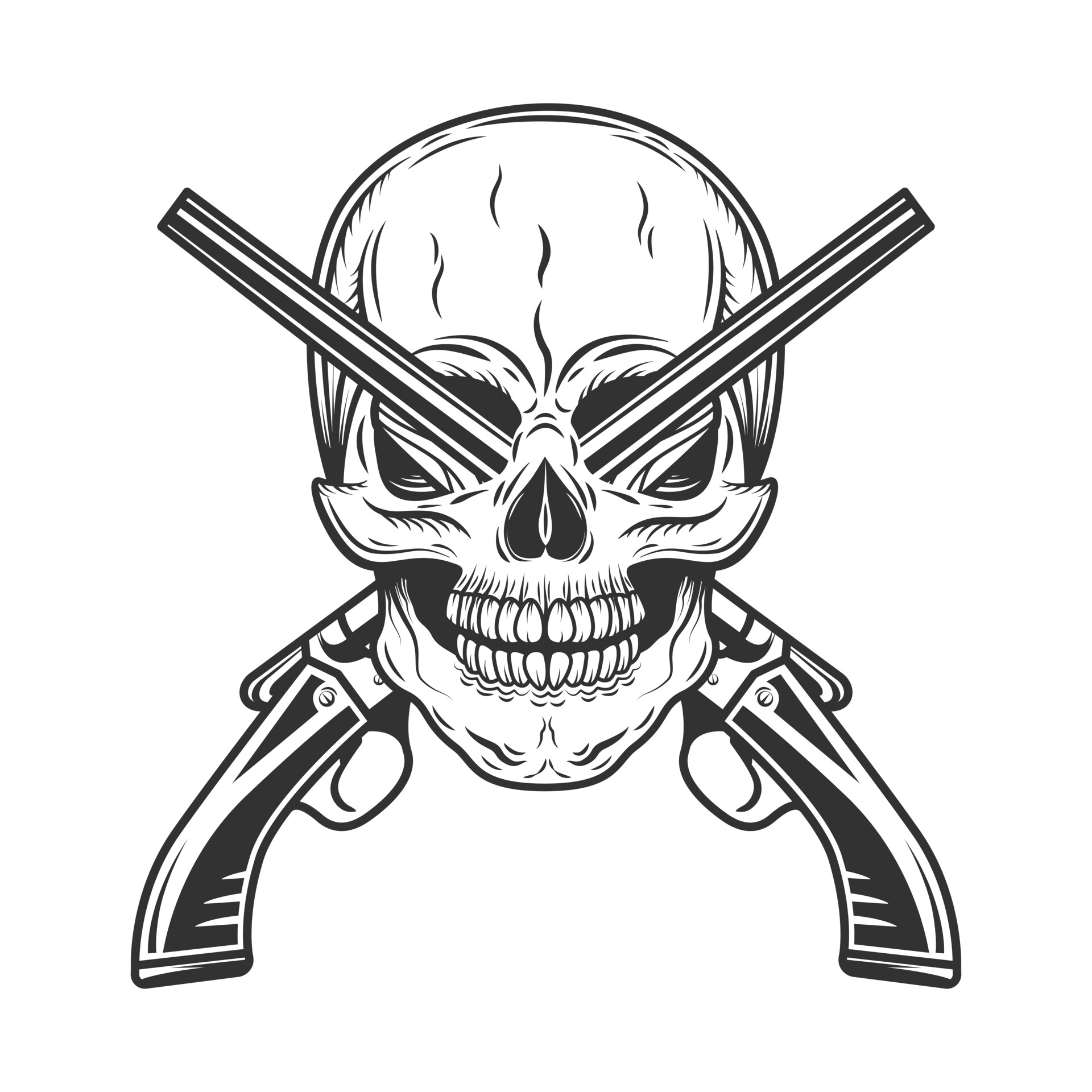 ArtStation - Vintage Bandit Gangster Skull With Crossed Hunting Sawn ...