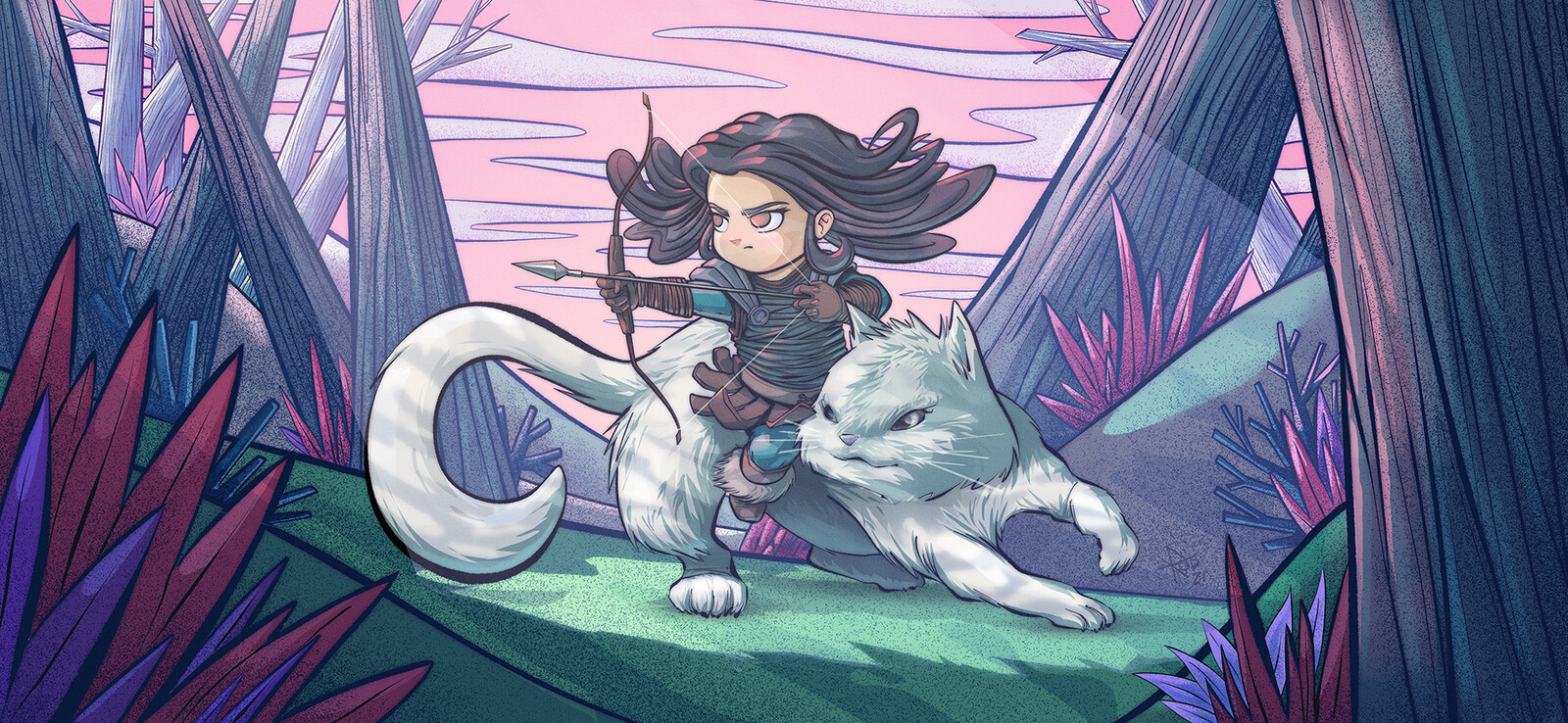 Niña y su gato, pasan el rato