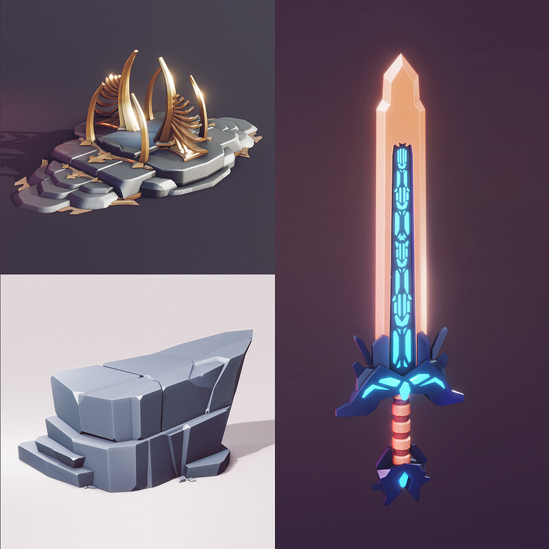 5 Videos (FULL PROCESS) Lowpoly Art | Flat Shading | Low Poly 3d Style - Blender Speed Modeling