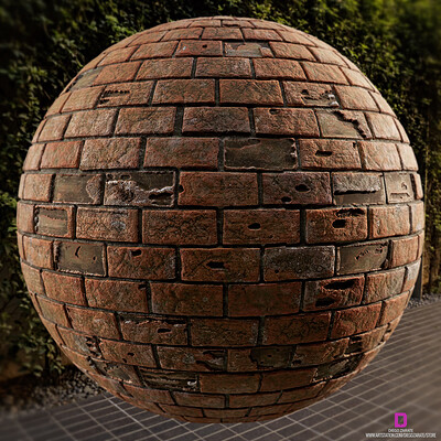 PBR - BRICK WALL , BUILT BY HAND, OLD - 4K MATERIAL