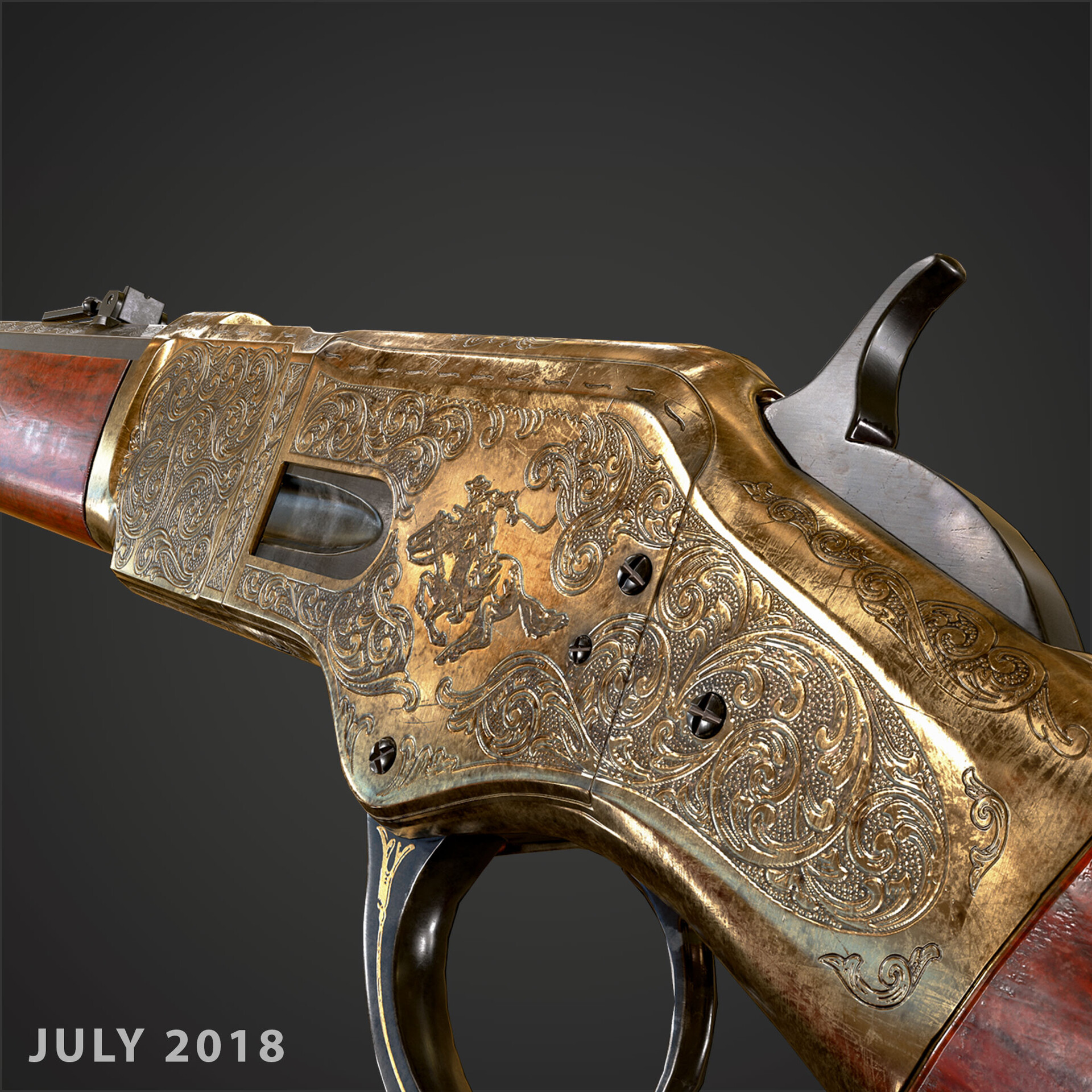 ArtStation - Winchester 1866 engrave (Game asset)