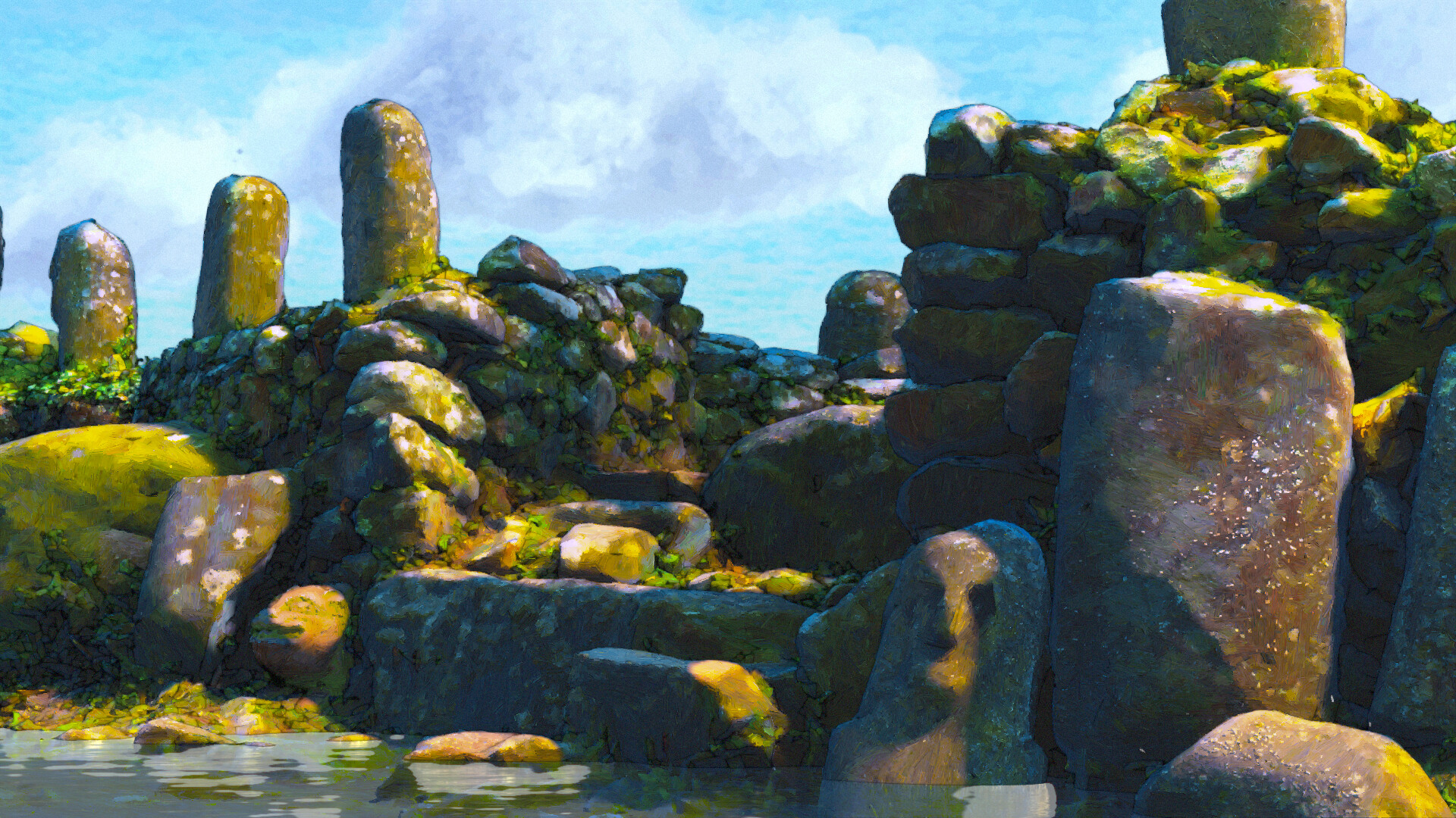 Stone Ruins I - (Stylized 3D Environment Rendering - 2021)