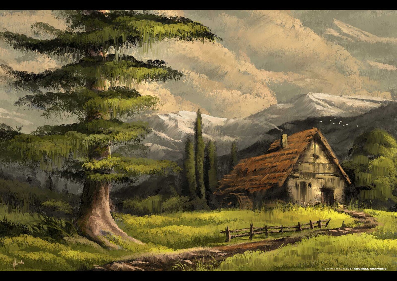 Old Big Barn - Digital OIL ART Painting (Scenery/Landscsape)