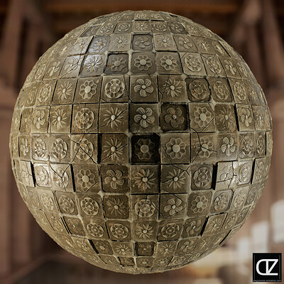 PBR - OLD ANTIQUE SMALL TILES , MOSAICS - 4K MATERIAL