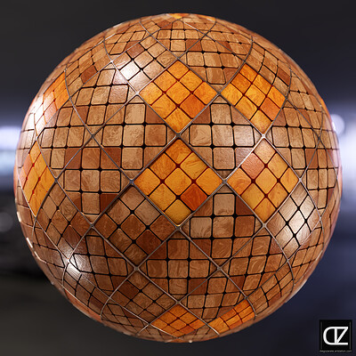 PBR - SMALL BROWN STONE TILES WITH METALLIC INLAYS - 4K MATERIAL