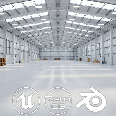 Industrial Warehouse Interior 11b - Textured - UE5 - Blender