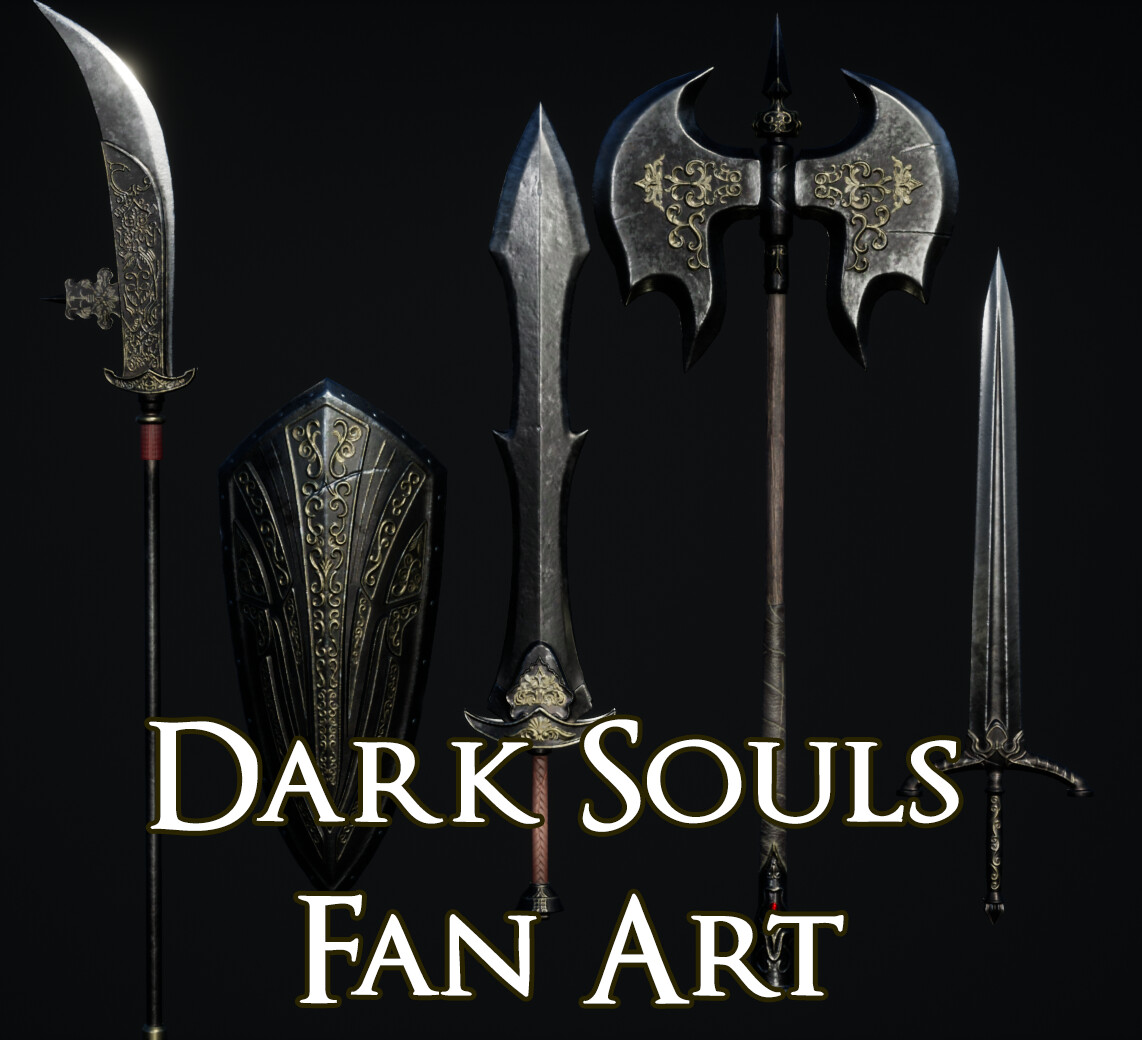 ArtStation Dark Souls Black Knights Weapons And Shield Fan Art   Daniil Pshenichniy Daniil Pshenichniy Thumbnail 