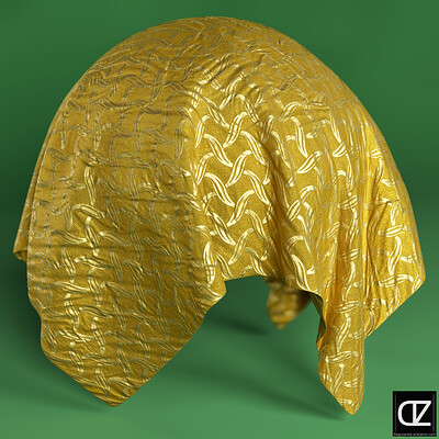PBR - FABRIC WITH PATTERNS IN GOLDEN THREAD - 4K MATERIAL
