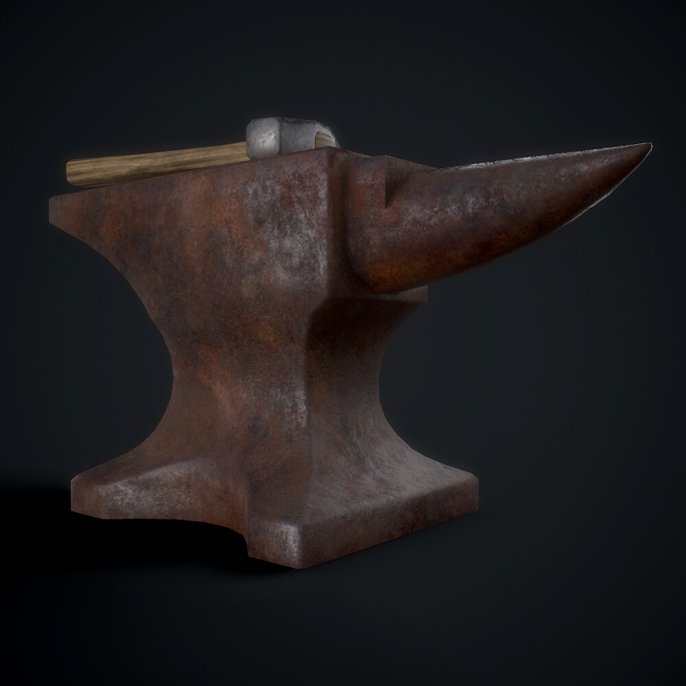 ArtStation - LowPoly Anvil with hammer