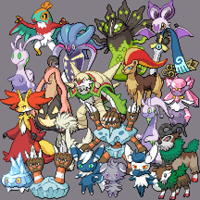 Artist: Evolution (Pixiv5555486), Pokémon, Arcanine, Garchomp, Kartana, Pikachu, Tapu Koko, Tapu Lele
