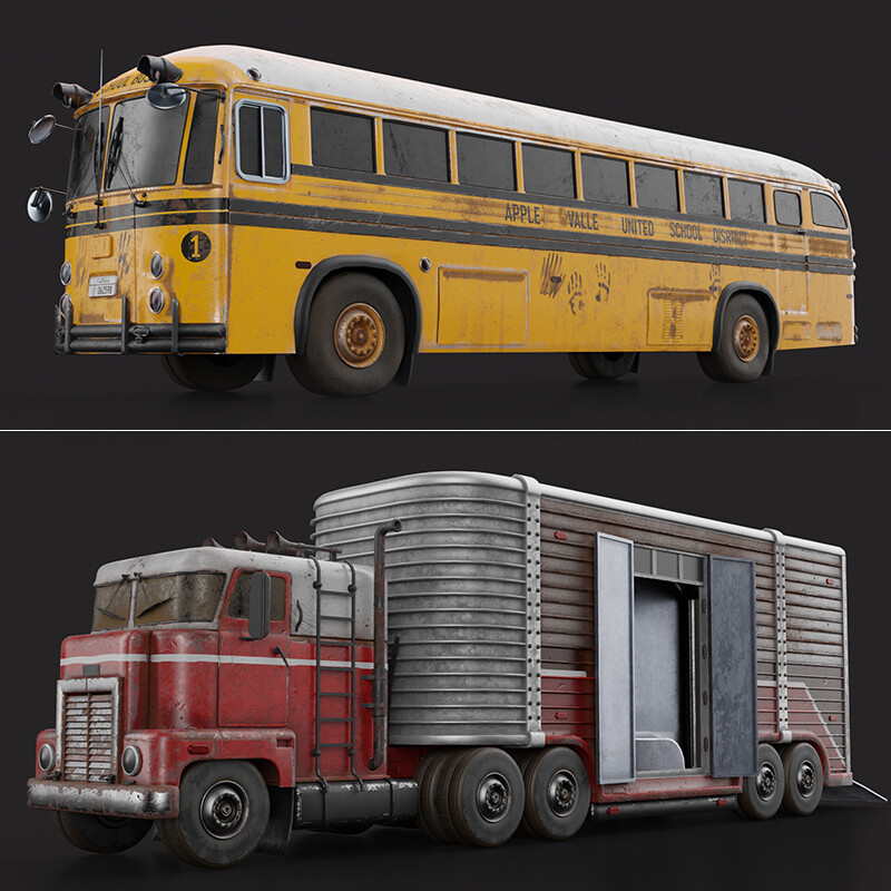 ArtStation - Game Assets Modeling # Bus #truck