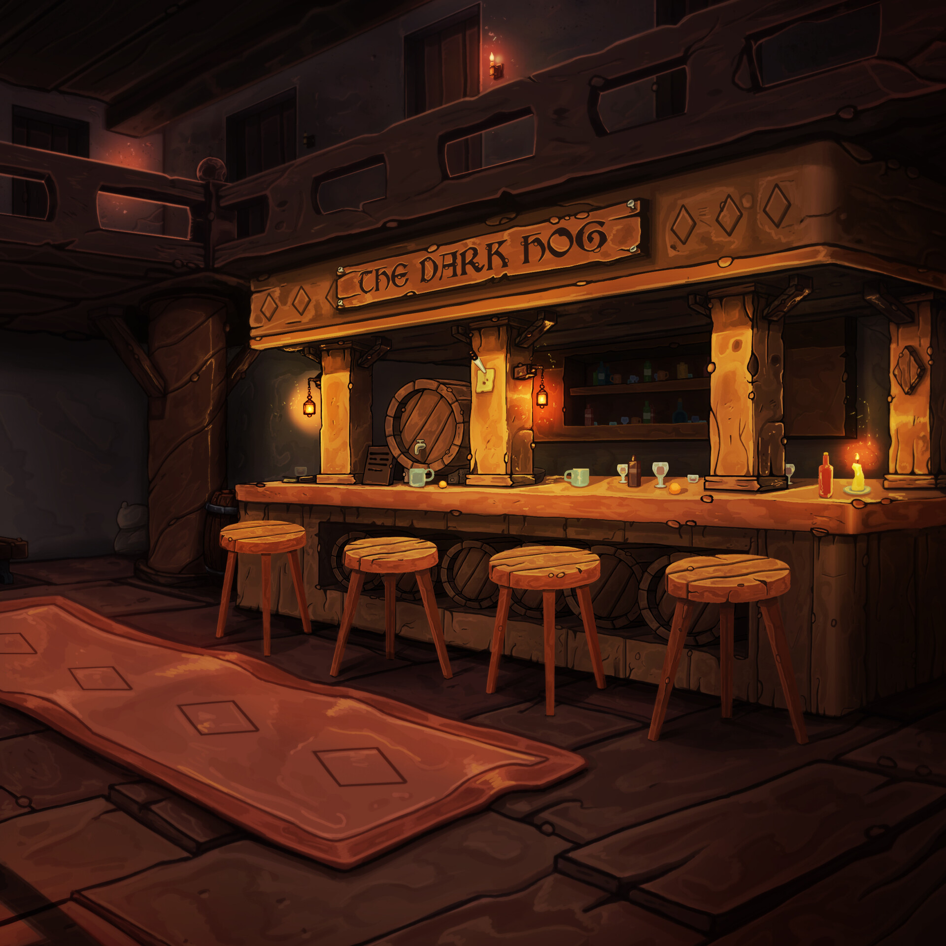 ArtStation - The Dark Hog - Tavern Inn Concept/Illustration