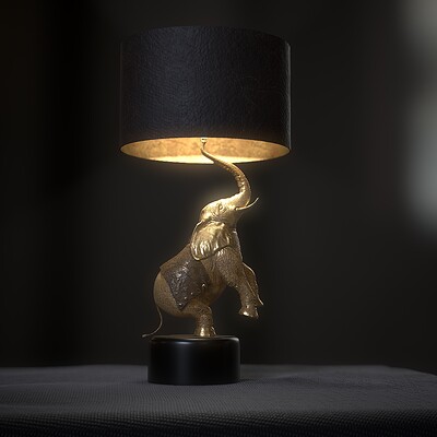 Elephant "memories" Marble/Bronze/Leather