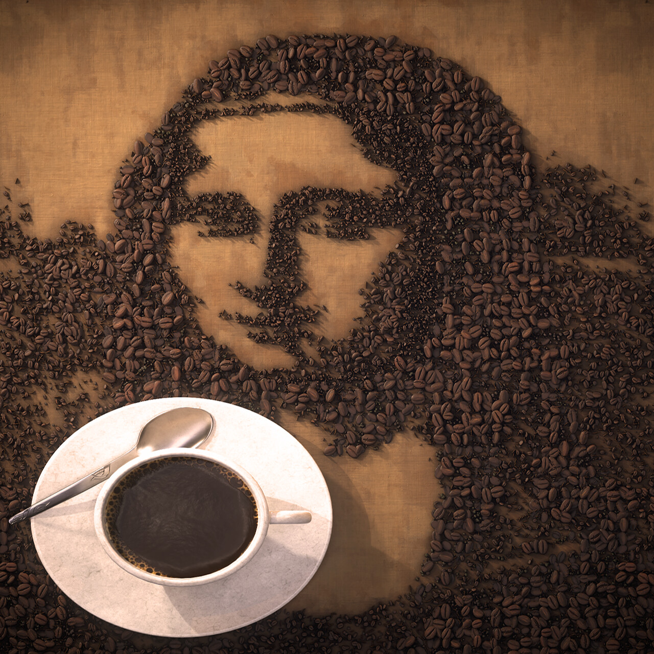 ArtStation - Mona Lisa - Coffee Beans