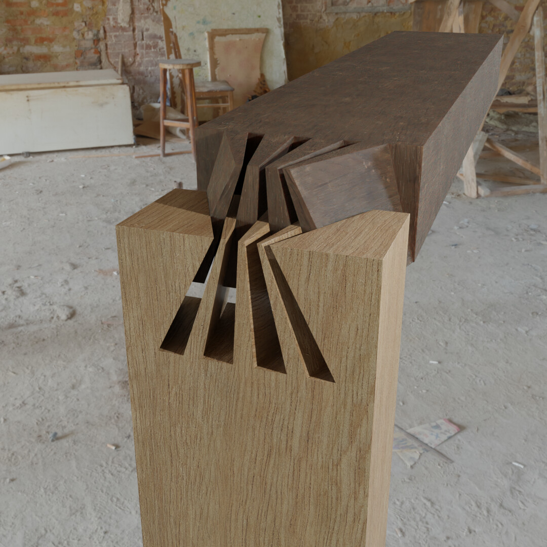 ArtStation Japanese Sunrise Dovetail Wood Joinery