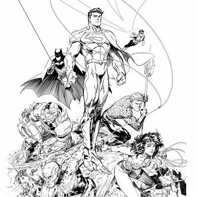 ArtStation - Justice League inks over Greg Capullo