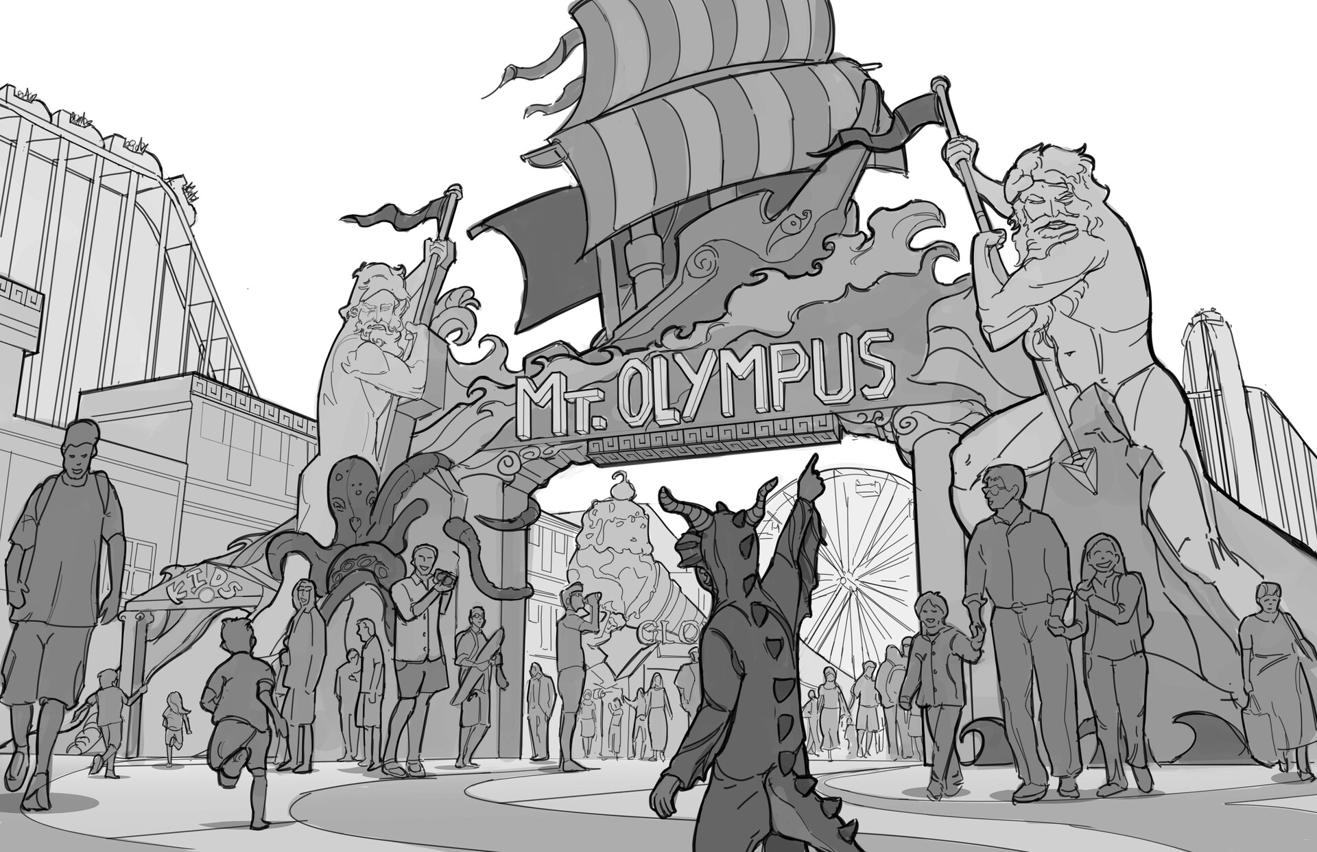 ArtStation - Mt. Olympus Amusement Park Keyframe (1/4)