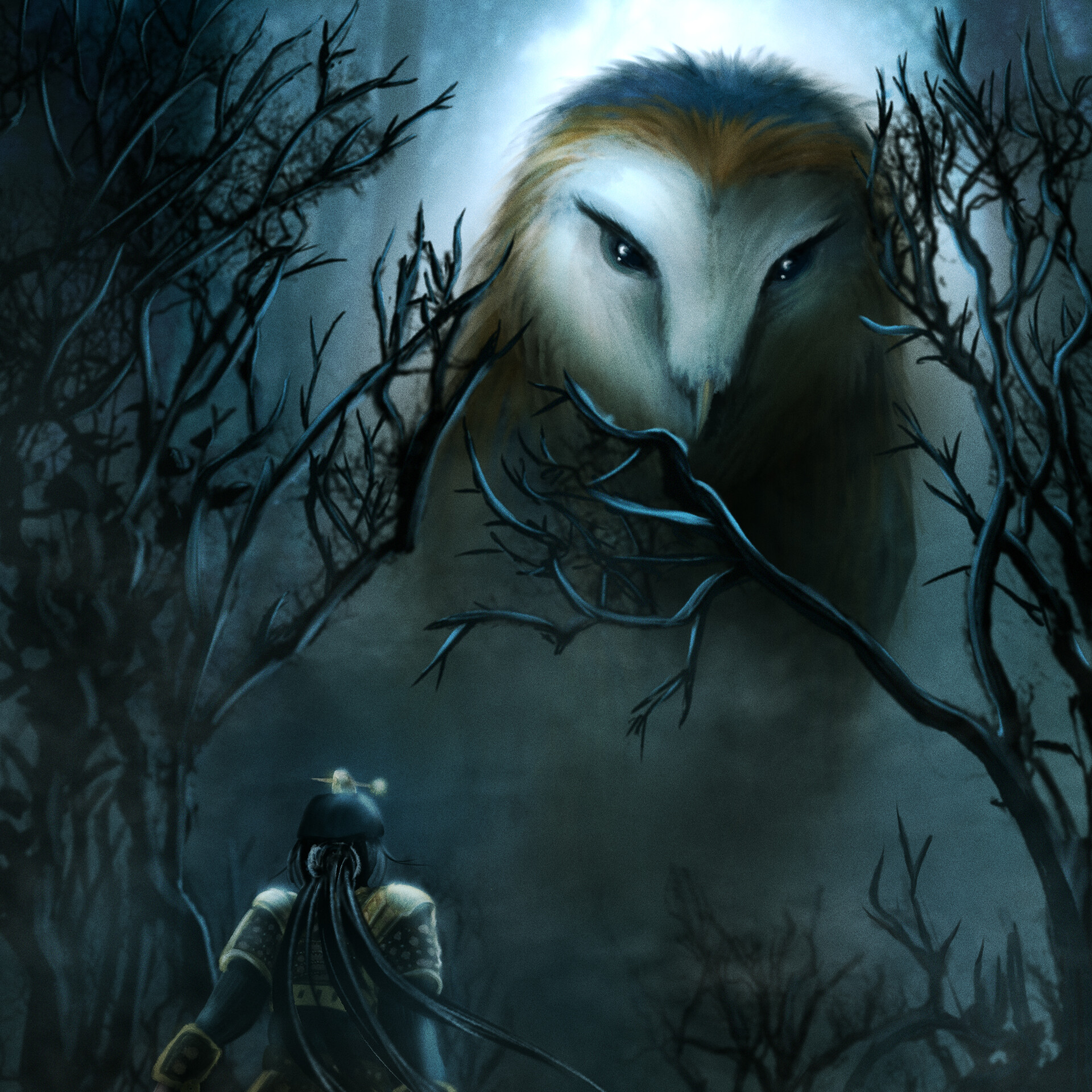 ArtStation Meeting At Night   Ingrid Sarvik Ingrid Sarvik Owl At Night Final Square 