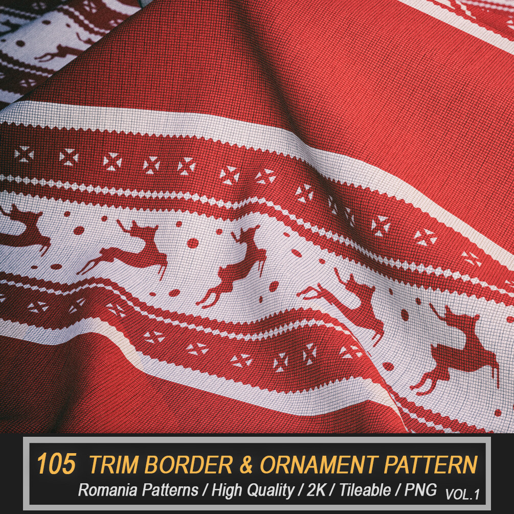 105 Romania Trim Border & Ornament Patterns Vol.1 (Tileable / 2K)