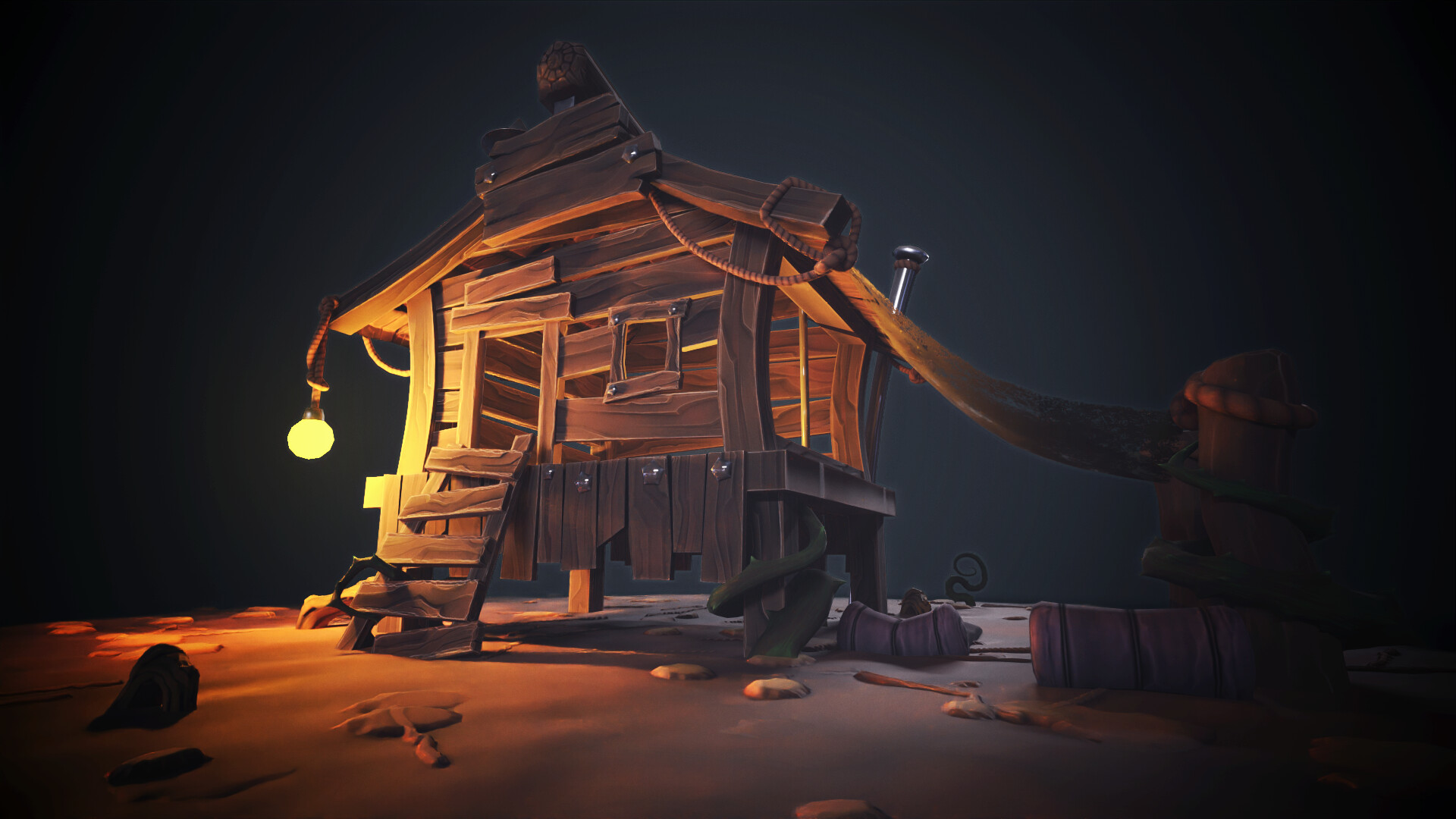 ArtStation - Fireflies & Figments: Stylized Forest Cabin