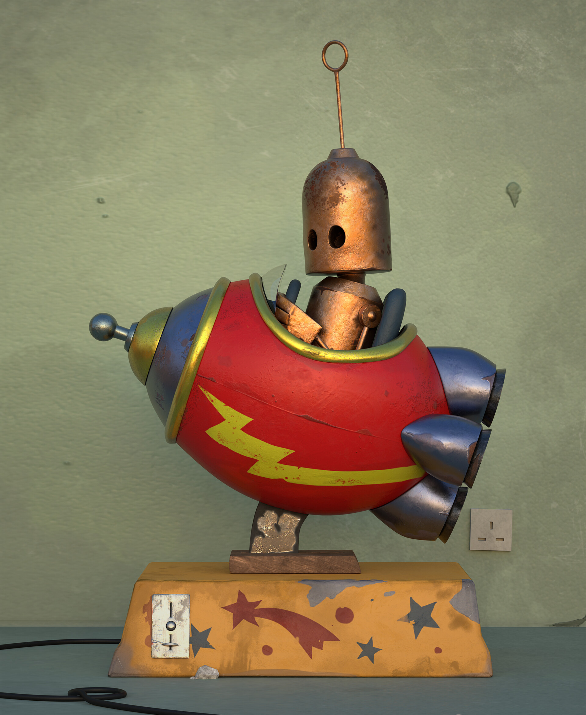 ArtStation robot boy and rocket