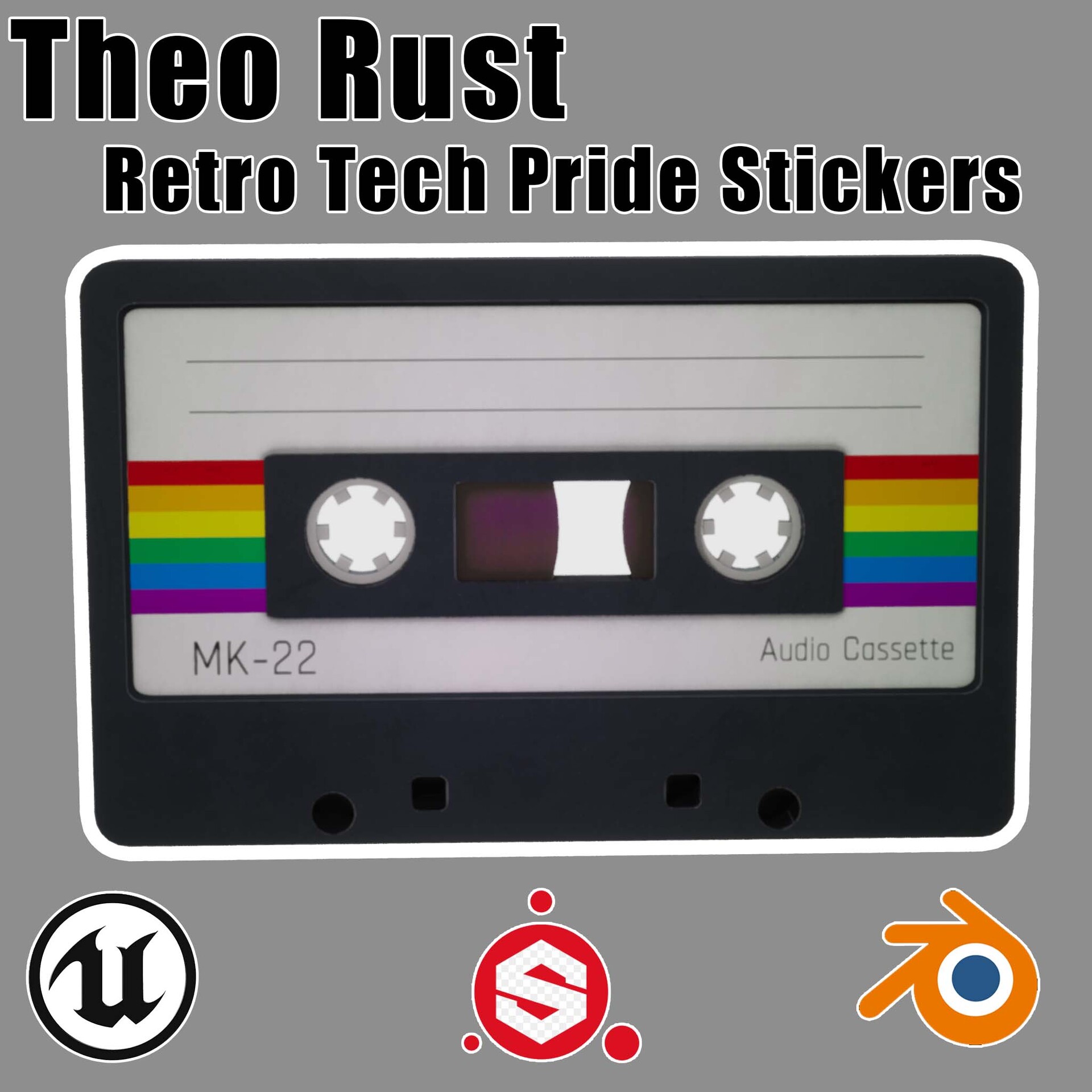 Stickers Old School Rainbow Cassette Tape Sticker