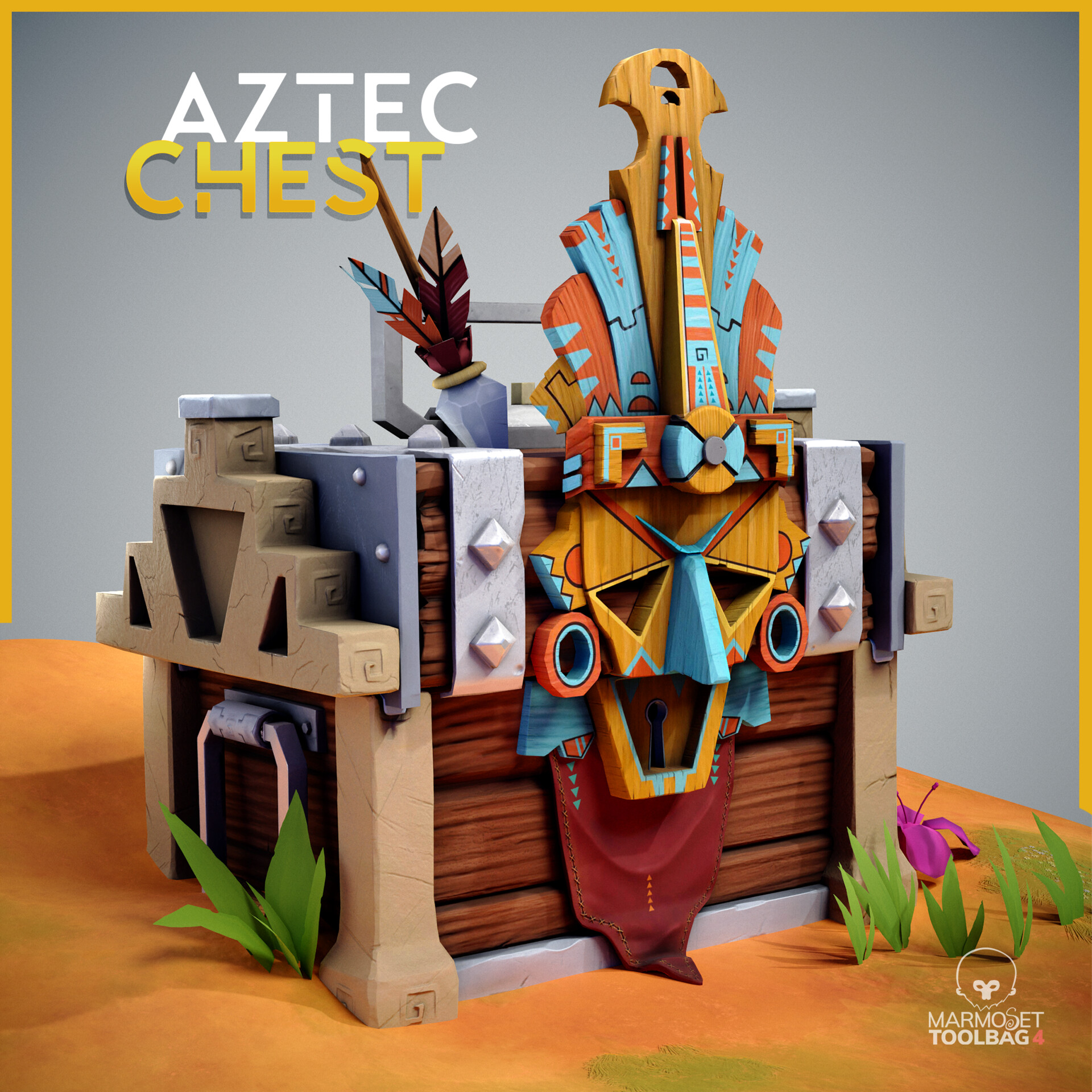 ArtStation Stylized Aztec Chest School Project   Sebastien Tanguy Sebastien Tanguy Aztec Chest03 Sebastien Tanguy 