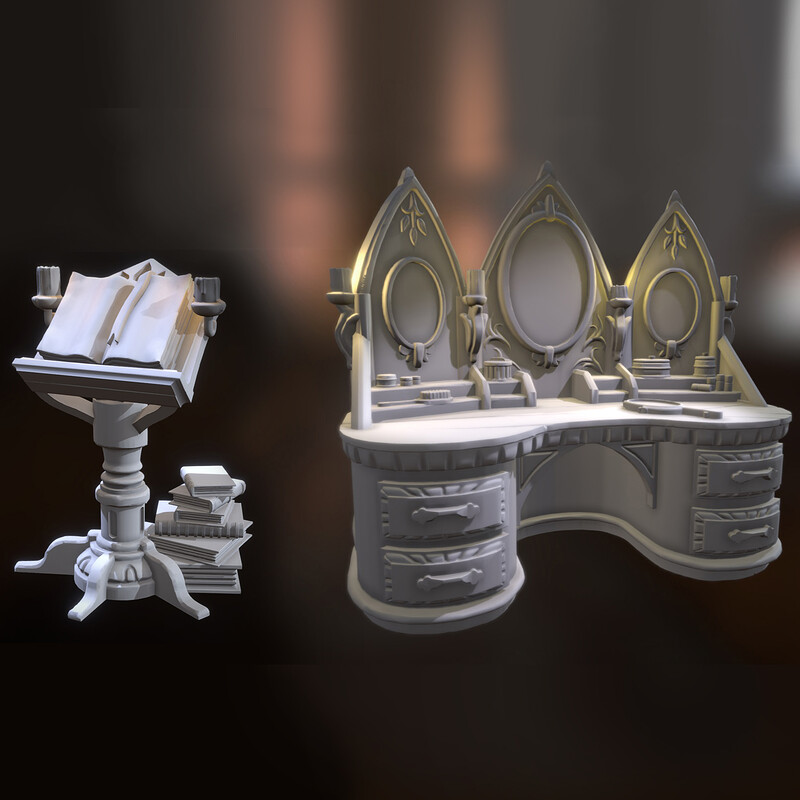 Fantasy Vanity and Podium - 3D Printable Minis for Tabletop Games