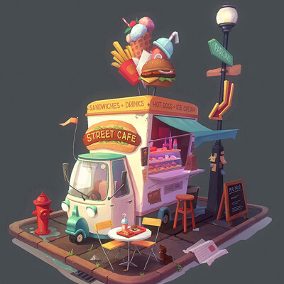 ArtStation - Handpainted 3D Food Truck