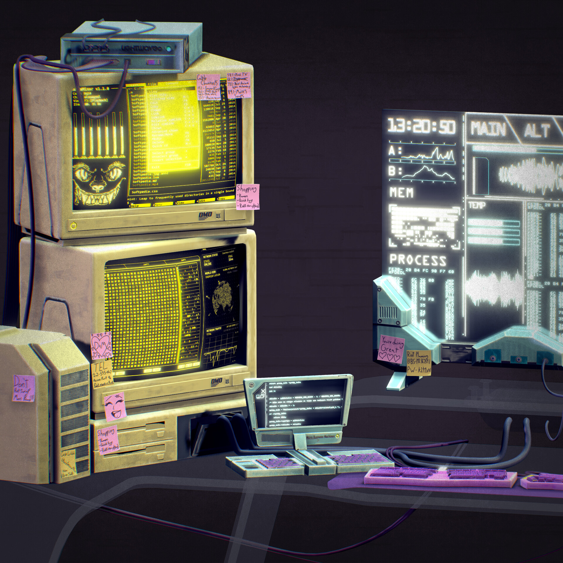 ArtStation - Cyberpunk Computer Setup : This Mess of a Revolution