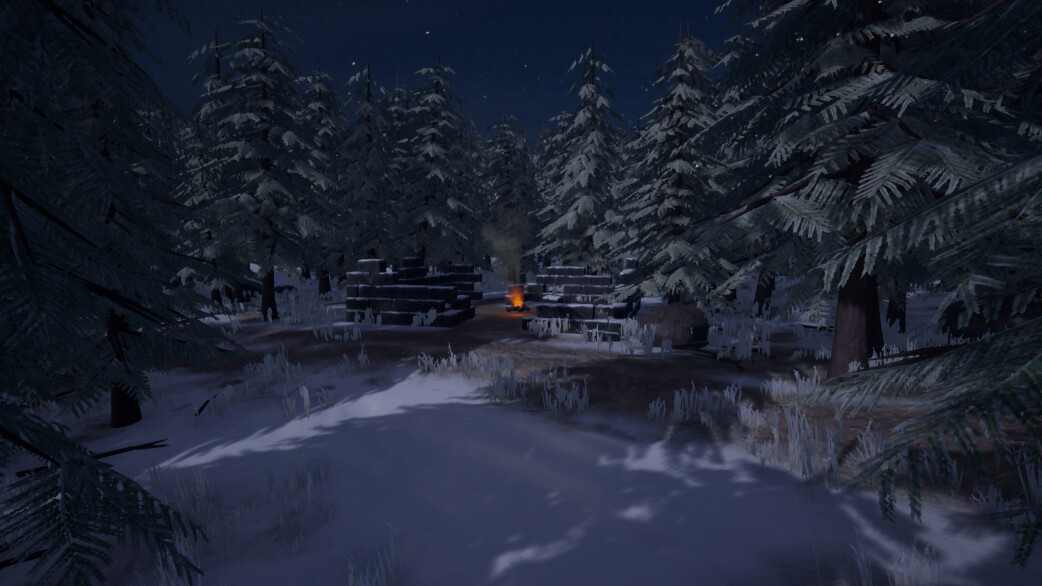 ArtStation - Environment Art - Campfire in the Winter Forest